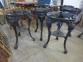 Three cast iron pub table bases