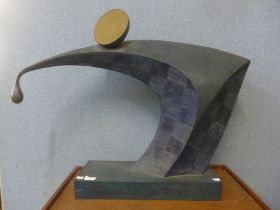 A large abstract bronze mouse sculpture