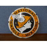 An enamelled metal National Benzole Mixture circular advertising sign