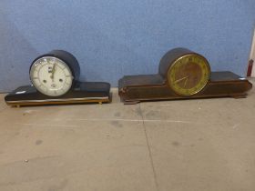 Two walnut mantel clocks