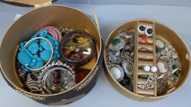 A collection of costume jewellery in a jewellery box