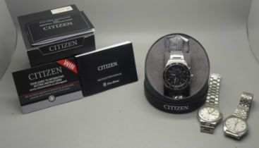 Three Citizen wristwatches, one boxed