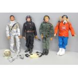 Four vintage Action Man figures