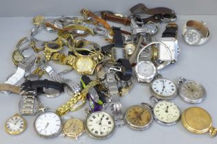 A collection of wristwatches and pocket watches