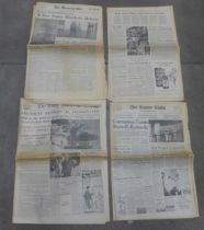 A collection of mid Century newspapers documenting key events, Kennedy Assassination, etc.