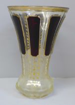 A gilded and red panelled Bohemian spa glass, 14cm