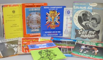 A collection of football and theatre programmes, including 1966 World Cup Final