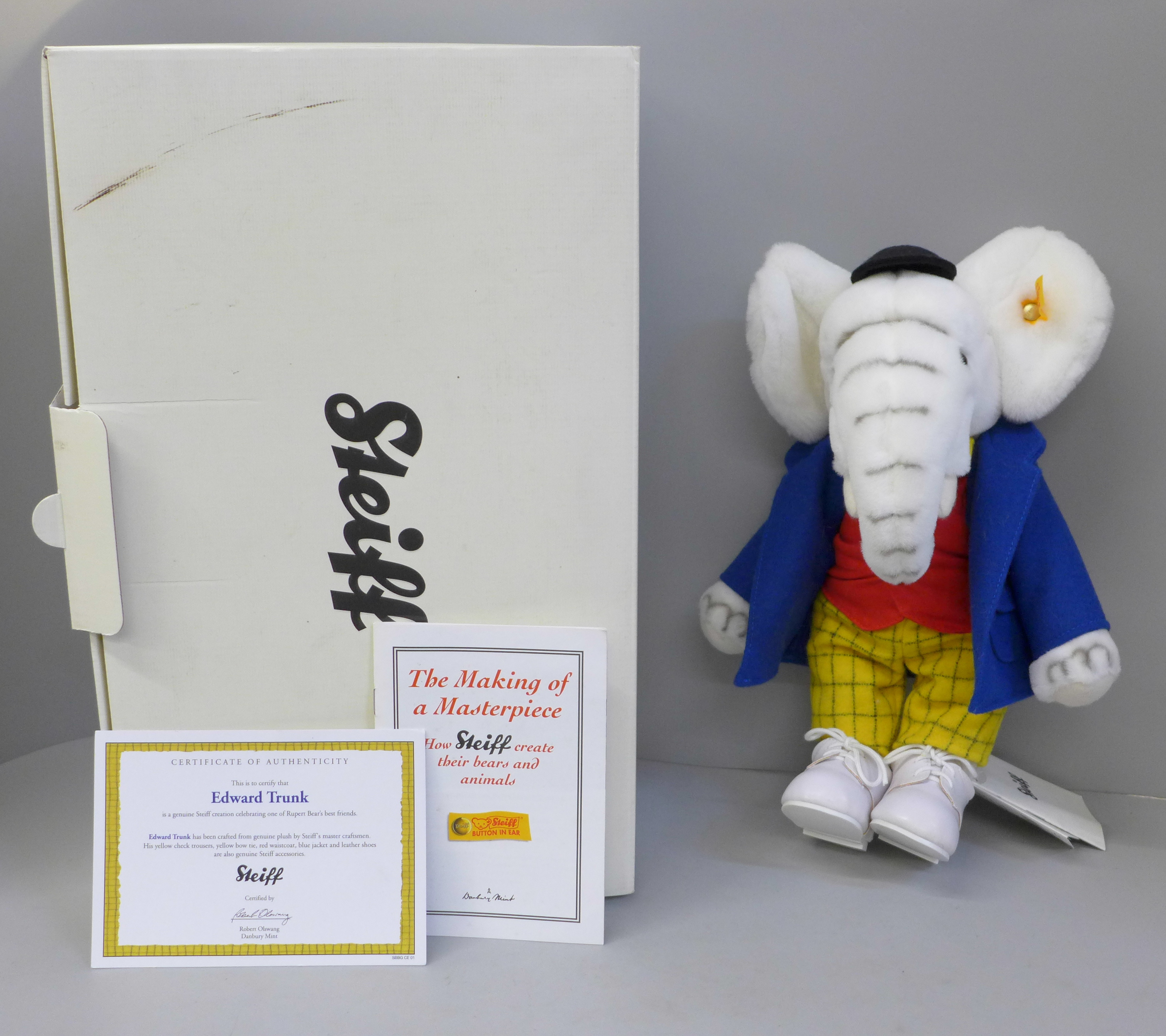 A Steiff Edward Trunk, Rupert Bear's friend, limited edition, boxed