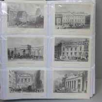 An album of over 400 black and white collotype prints of drawings of views, buildings and sights