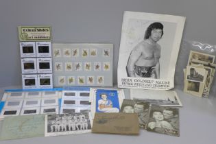 Photographs, slides, a signed publicity card, Brian Goldbelt Maxine, Australian gold mining