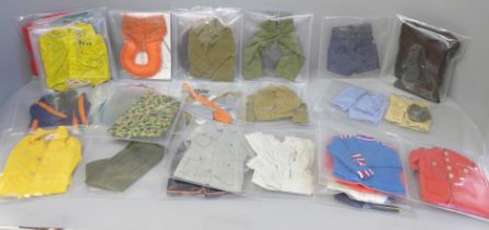 A box of Action Man clothing, over 60 items, packaged