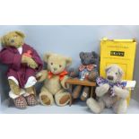 A Nisbet Celebrity Collection Theodor B. Bear, no. 1222 with certificate, a boxed Dean's bear,