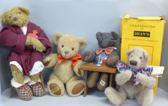 A Nisbet Celebrity Collection Theodor B. Bear, no. 1222 with certificate, a boxed Dean's bear,