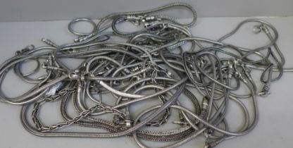 Handmade Indian chains and bracelets, 33 pieces in total, possibly low grade silver