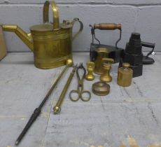 A collection of assorted metalware, graduated weights, brassware, etc. **PLEASE NOTE THIS LOT IS NOT