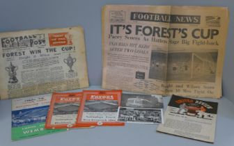 A Nottingham Forest FA Cup Final programme 1959, souvenir Football Post and Football News