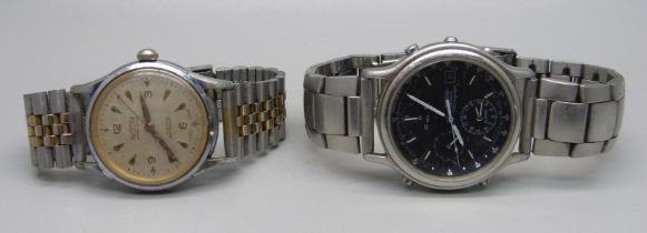 A Roamer wristwatch and a Seiko Quartz Chronograph wristwatch