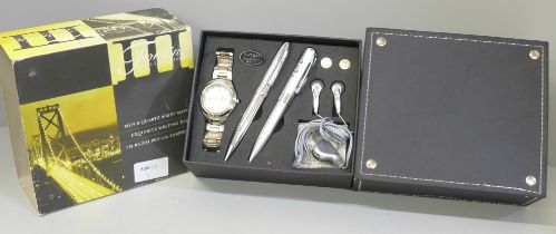 A Frondini Collection wristwatch and pen set, boxed