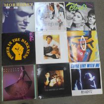 Eighteen LP records and 12" singles, Morrissey, Prodigy, Style Council, Sisters of Mercy, etc.