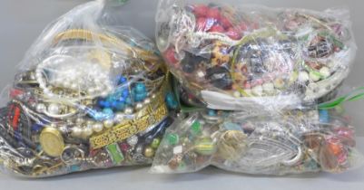 Three bags of fashion and costume jewellery