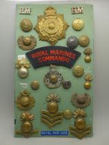 A collection of Royal Marines badges