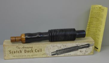 The Scotch Game Call Company, New York duck call device, boxed