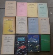 A box of books on mainly flora and plants of the world and eight French books on flora