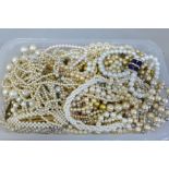 Assorted pearl necklets, etc.