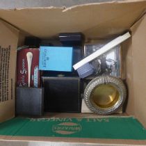 Plated ware including a heavy plated bowl/ashtray, watch, etc. **PLEASE NOTE THIS LOT IS NOT
