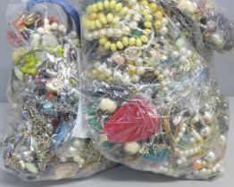 Three bags of fashion and costume jewellery