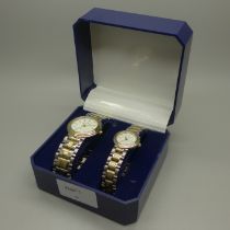 A Philip Mercier matching lady's and gentleman's wristwatches, boxed