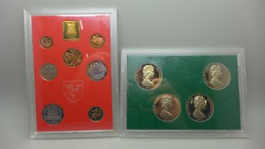 Two Isle of Man commemorative coin sets, Pobjoy Mint 1980