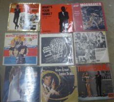 James Bond LPs records including Thunderball, Diamonds Are Forever, Octopusy, etc and twenty James