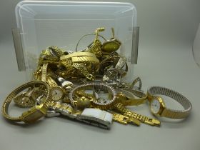 A box of wristwatches, including Sekonda, Lorus and Citizen