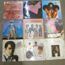 Fifteen soul/disco LP records