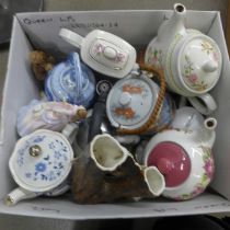 A Royal Doulton figure, Barbara, HN4862, a collection of china including six teapots, a kettle, a
