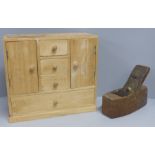 A vintage wood plane, a/f and a balsa wood cabinet