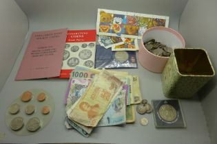 A collection of coins and bank notes, British and foreign