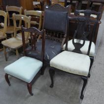 Two Edward VII mahogany chairs and a pair of early 20th Century mahogany side chairs