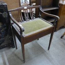 An Edward VII inlaid mahogany piano stool