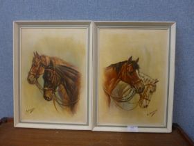 C. Dickens, studies of horses, oil on board, framed