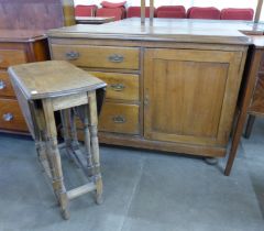 A Victorian pine and walnut dresser and a small oak gateleg table