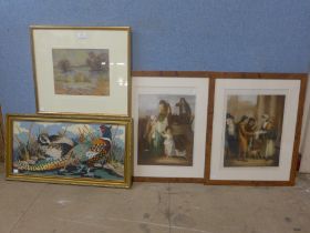 A pair of signed 19th Century Cries of London prints, * Winfield, rural landscape, pastel and an