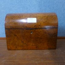 A Victorian burr walnut domed top letter/stationery box
