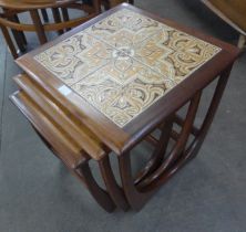 A G-Plan Astro teak and tiled top nest of tables