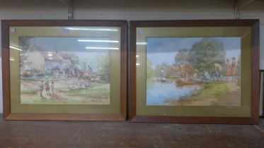 Douglas E. West, pair of landscapes, watercolour, framed