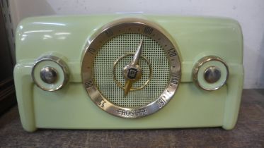 An American Crosley mint green Bakelite radio
