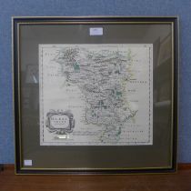 After Robert Morden, map of Derbyshire, print, framed