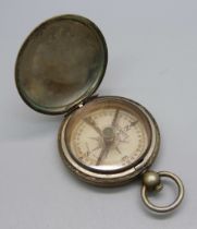 A WWI American compass, the case engraved ENG. DEPT. U.S.A 1918