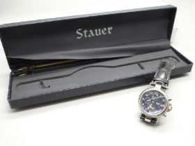 A Stauer stainless steel noire wristwatch, boxed